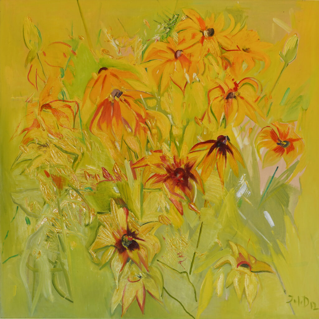 Paveikslas: Rudbekijos, 70 x 70, aliejus drobė, 2012